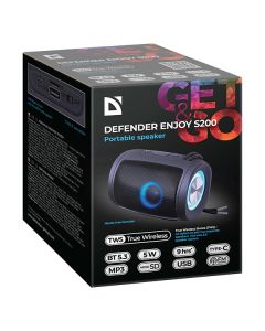 Defender reproduktor ENJOY S200, Li-Ion, 1.0, 5W, černý, regulace hlasitosti, přenosný, LED podsvícení, s integr. baterií, 80Hz~20