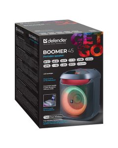 Defender reproduktor BOOMER 45, Li-Ion, 1.1, 45W, černý, regulace hlasitosti, LED podsvícení, BT 5.1, TWS, 90Hz-20KHz