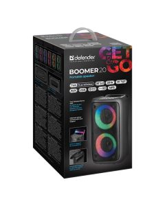 Defender reproduktor BOOMER 20, Li-Ion, 2.0, 20W, černý, regulace hlasitosti, LED podsvícení, BT 5.0, TWS, 150Hz~18kHz