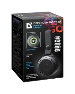 Defender reproduktor ENJOY 20, Li-Ion, 1.0, 3W, černý, LED podsvícení, BT 5.3, 180Hz~20kHz