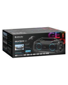 Defender reproduktor BEATBOX 50, Li-Ion, 2.0, 50W, černý, regulace hlasitosti, LED podsvícení, BT 5.0, TWS, 80Hz~12kHz