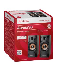 Defender reproduktory Aurora S8, 2.0, 8W, černé, regulace hlasitosti, 70Hz~20kHz