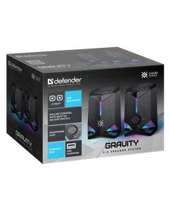 Defender reproduktory GRAVITY, 2.0, 6W, černé, regulace hlasitosti, podsvícení, 80Hz~20kHz
