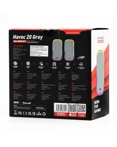 Marvo reproduktory HAVOC 20GY, 6W, šedé, podsvícené