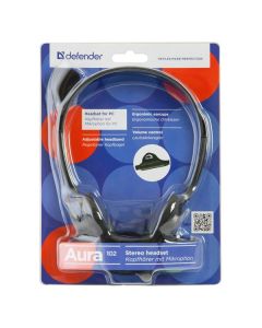 Defender Aura HN-102 sluchátka s mikrofonem, drátová, černá, otevřená, 2x 3.5 mm jack