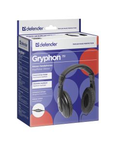 Defender Gryphon 751 sluchátka, drátová, černá, uzavřená, 3.5 mm jack