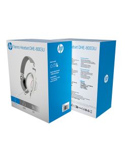 HP DHE-8003U sluchátka s mikrofonem, drátová, bílá, 7.1 surround (virtuálně), podsvícená, USB
