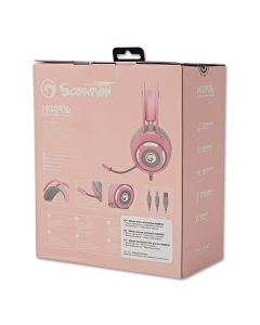 Marvo HG8936 sluchátka s mikrofonem, drátová, růžová, podsvícená, 3.5 mm jack + USB