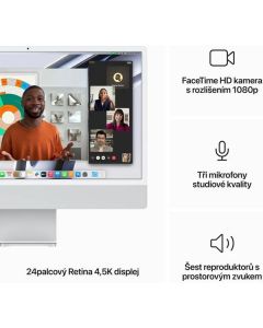 Apple iMac, počítač all in one, 24", Retina 4.5K 4480x2520, stříbrný