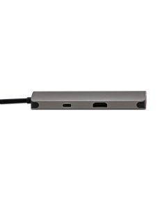 USB 3.1 Type-C Dokovací stanice šedá, All New, HDMI, RJ45, microSD, USB C (PD), 2x USB3.0