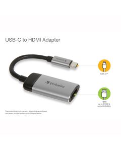 USB (3.1) hub 1-port, 49143, šedá, délka kabelu 10cm, Verbatim, 1x HDMI