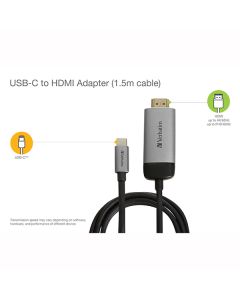 USB (3.1) hub 1-port, 49144, šedá, délka kabelu 1,5m, Verbatim, adaptér USB C na HDMI