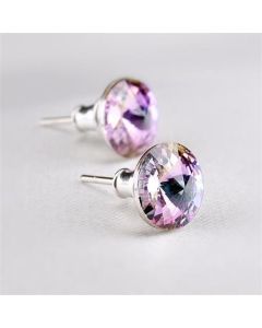 Náušnice "MADE WITH SWAROVSKI ELEMENTS", amethyst fialová, 8 mm, ART CRYSTELLA 1800XKE008T