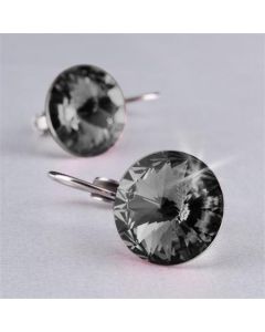 Náušnice, závěsné, "MADE WITH SWAROVSKI ELEMENTS", černý diamant, 12 mm, ART CRYSTELLA
