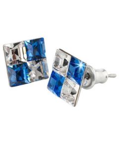 Náušnice SWAROVSKI®, modro-bílá, křišťál, hranaté, 8 mm, ART CRYSTELLA®