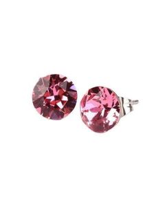 Náušnice, s růžovým SWAROVSKI krystalem, 8 mm, ART CRYSTELLA 1800XKE002U