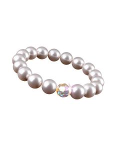 Náramek s perlami SWAROVSKI® , perleťová bílá, velikost M, ART CRYSTELLA