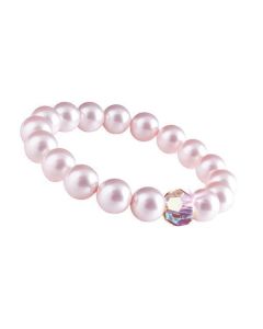Náramek, růžová, SWAROVSKI® korálky, s krystalem, 10 mm, ART CRYSTELLA® M
