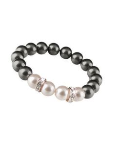 Náramek, z černo-bílých SWAROVSKI perel, s rondella krystalem, 10 mm, ART CRYSTELLA 1831XGY082M