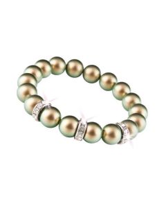 Náramek, ze zelených SWAROVSKI perel, s rondella krystalem, 10 mm, ART CRYSTELLA 1831XGY075M