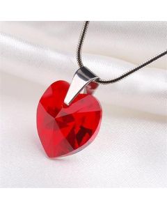 Náhrdelník, SWAROVSKI® Crystals, červená, tvar srdce, ART CRYSTELLA