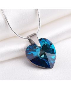 Náhrdelník, SWAROVSKI® Crystals, tmavě modrá, tvar srdce, ART CRYSTELLA