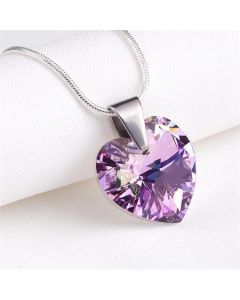 Náhrdelník, SWAROVSKI® Crystals, lila, tvar srdce, ART CRYSTELLA