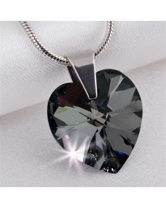 Náhrdelník, SWAROVSKI® Crystals, černý krystal, tvar srdce, ART CRYSTELLA
