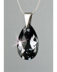 Náhrdelník, SWAROVSKI® Crystals, černý diamant, tvar kapky, 16 mm, ART CRYSTELLA