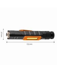 Dobíjecí svítilna, 1xLED, 1x2000 mAh, černá, IP20, 5 funkcí, výkon 3 W