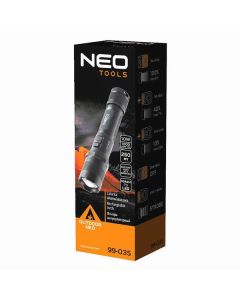 Dobíjecí svítilna, 1xLED, 1x2200 mAh, hliník, černá, IPX4, funkce zoom
