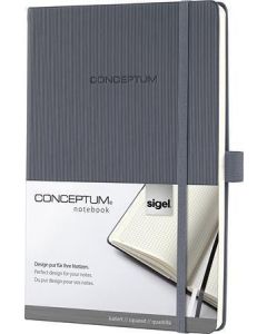 Exkluzivní zápisník "Conceptum", tmavě šedá, A5, čtverečkovaný, 97 listů, tvrdé desky, SIGEL CO658
