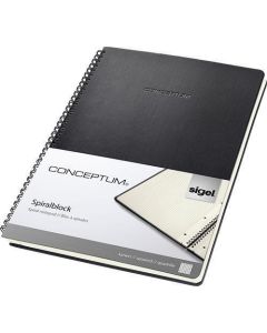 Exkluzivní spirálový sešit "Conceptum", černá, A4, čtverečkovaný, 80 listů, tvrdé desky, SIGEL CO820