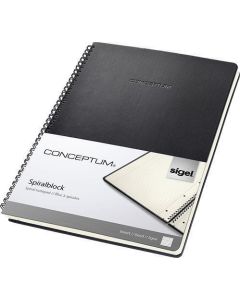 Exkluzivní spirálový sešit "Conceptum", černá, A4, linkovaný, 80 listů, tvrdé desky, SIGEL CO821