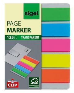 Záložky s klipem 5x25 lístků, 12x50 mm SIGEL "Brillant", mix barev