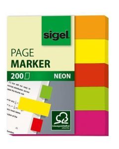Samolepicí záložky, 5x40 lístků, 12x50 mm,  SIGEL "Neon Mini", mix barev