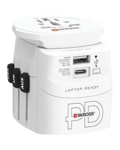 Cestovní adaptér, bílá, 1x USB-A / 1x USB-C PD, 45W, kabel USB-C, SKROSS 1.302474