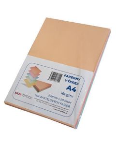 Barevné papíry, A4, 5 pastelových barev
