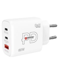 Nabíjecí adaptér, bílá, 1x USB-A / 2x USB-C PD, 65W, GaN, SKROSS SKCH001065WPDEUCN