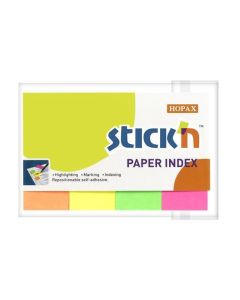 Samolepicí záložky, mix neonový barev, 50 x 20 mm, 4x 50 listů, papír, STICK N 21205