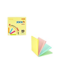 Samolepicí bloček "Magic Pad", pastleové barvy, 76x76 mm, 100 listů, STICK N 21574