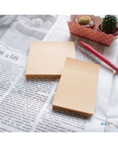 Samolepicí bloček "Kraft Notes", hnědá barva, 76x51 mm, 100 listů, STICK N 21638