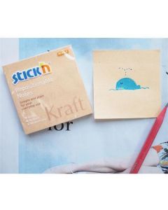 Samolepicí bloček "Kraft Notes", hnědá barva, 76x76 mm, 100 listů, STICK N 21639