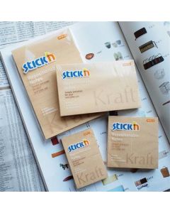 Samolepicí bloček "Kraft Notes", hnědá barva, 76x127 mm, 100 listů, STICK N 21640