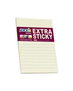 Samolepicí bloček "Extra Sticky", pastelově žlutá, linkovaný, 150 x 101 mm, 90 listů, STICK N 21668