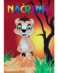 Náčrtník A4, 20 listů, 80g/m2, bílá, STEPA
