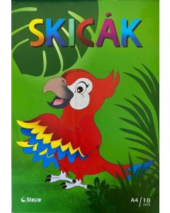 Skicák, kreslicí karton A4, 10 listů, 180g/m2, bílá, STEPA