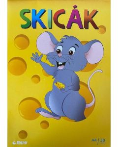 Skicák, kreslicí karton A4, 20 listů, 180g/m2, bílá, STEPA