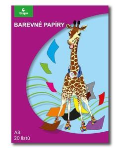 Barevný papír A3/20/80g, 20listů, STEPA