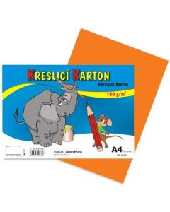 Kreslicí karton barevný A4/50/180g - oranžová, STEPA
